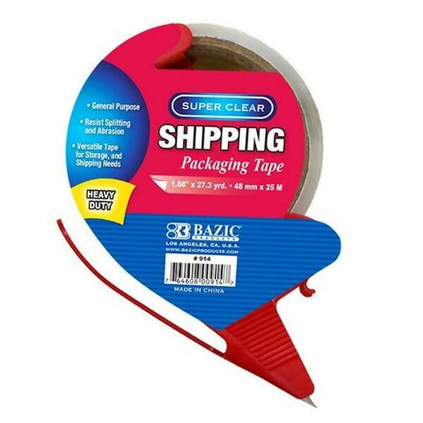 Bazic Products Bazic 1.88in x 27.3 Yards Super Clear Heavy Duty Packing Tape with Dispenser Pack OF 36 914